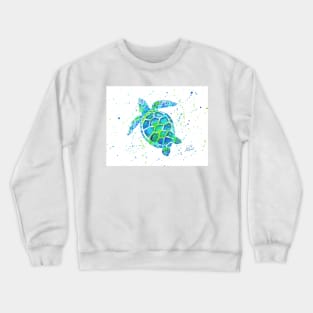 Sea Turtle with paint splats by Jan Marvin Crewneck Sweatshirt